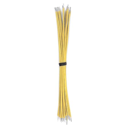 Cut And Stripped Wire, 20 AWG, Stranded, Yellow 12in Leads, 25PK